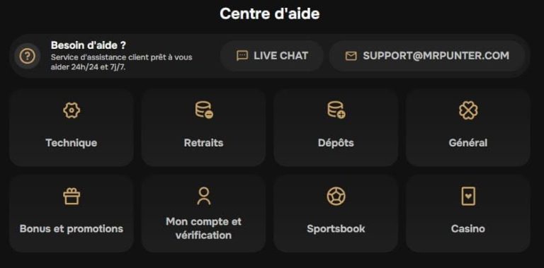 Mr Punter Casino support client